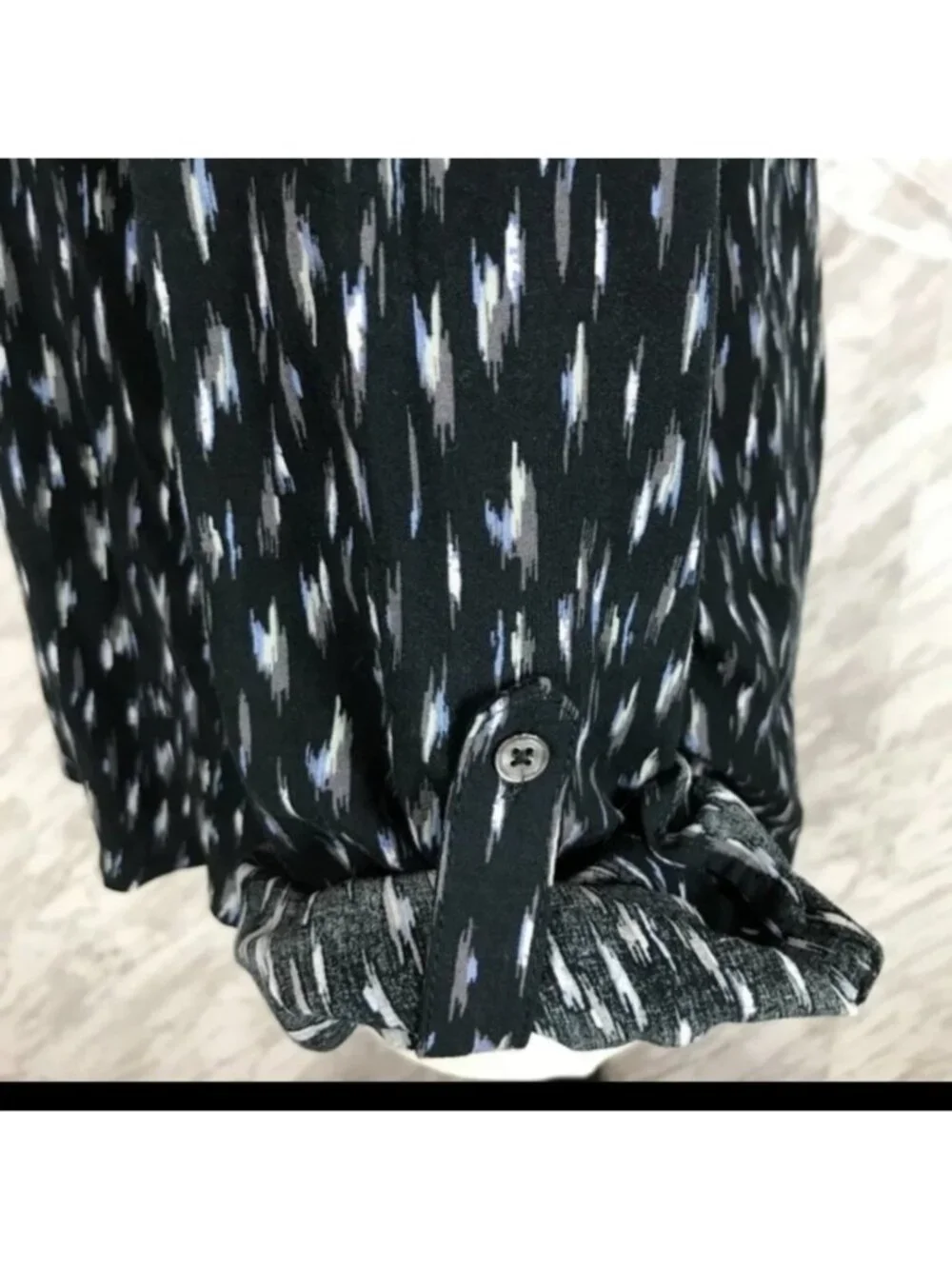 Soft Joie Daylan Half-Button Shirt Blouse Patterned Blue Grey